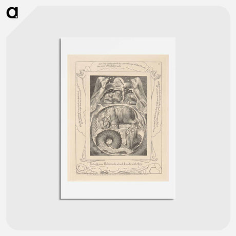 アートポストカード-Book of Job, Plate 15, Behemoth and Leviathan - ウィリアム ブレイク Postcard.