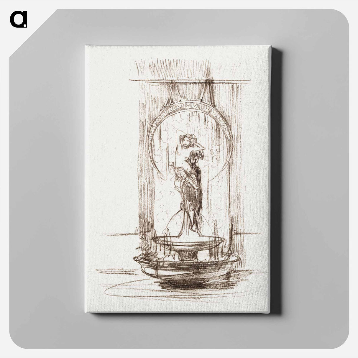 アートパネル-Decorative fountain project for the interior - アルフォンス ミュシャ Canvas.