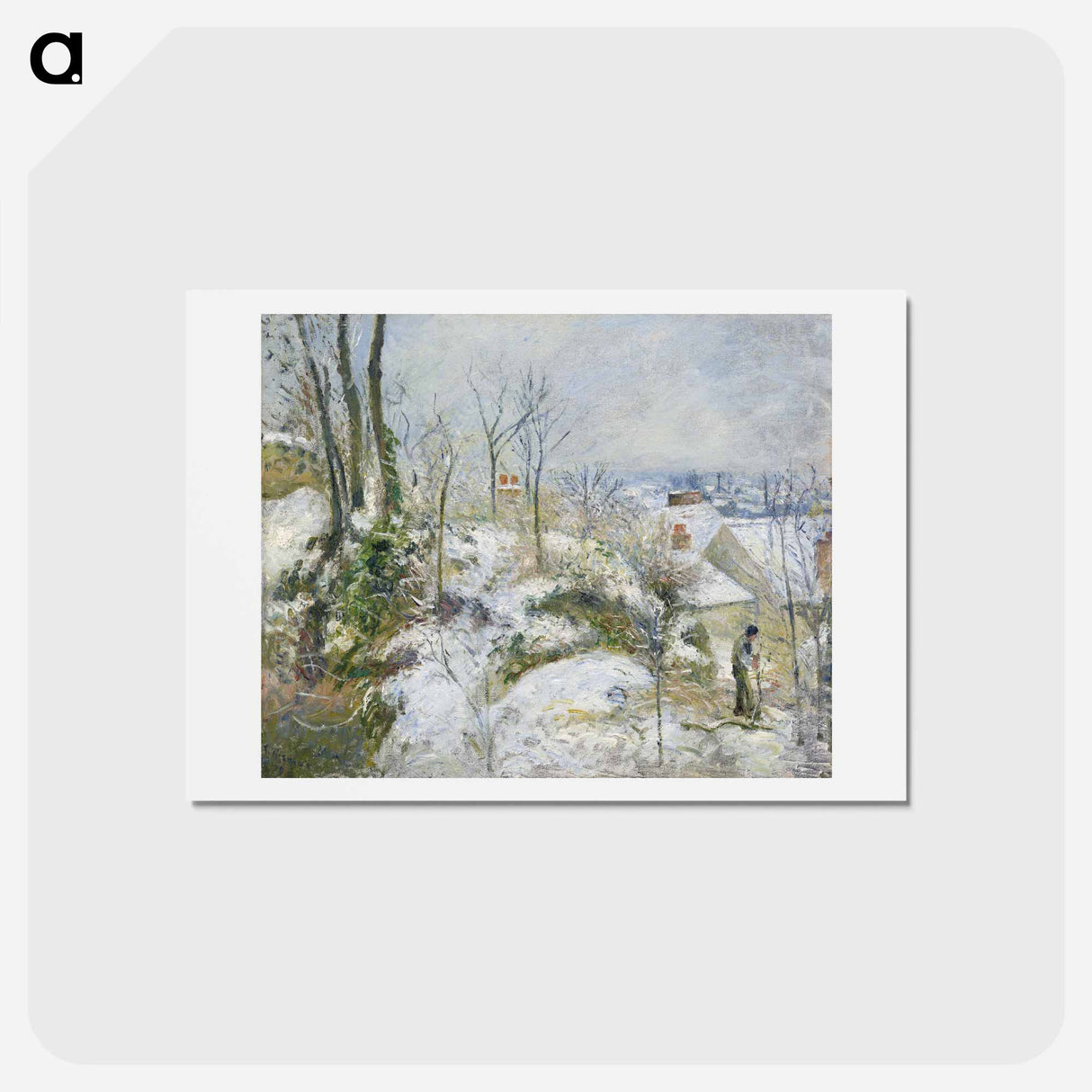 アートポストカード-Rabbit Warren at Pontoise, Snow - カミーユ ピサロ Postcard.