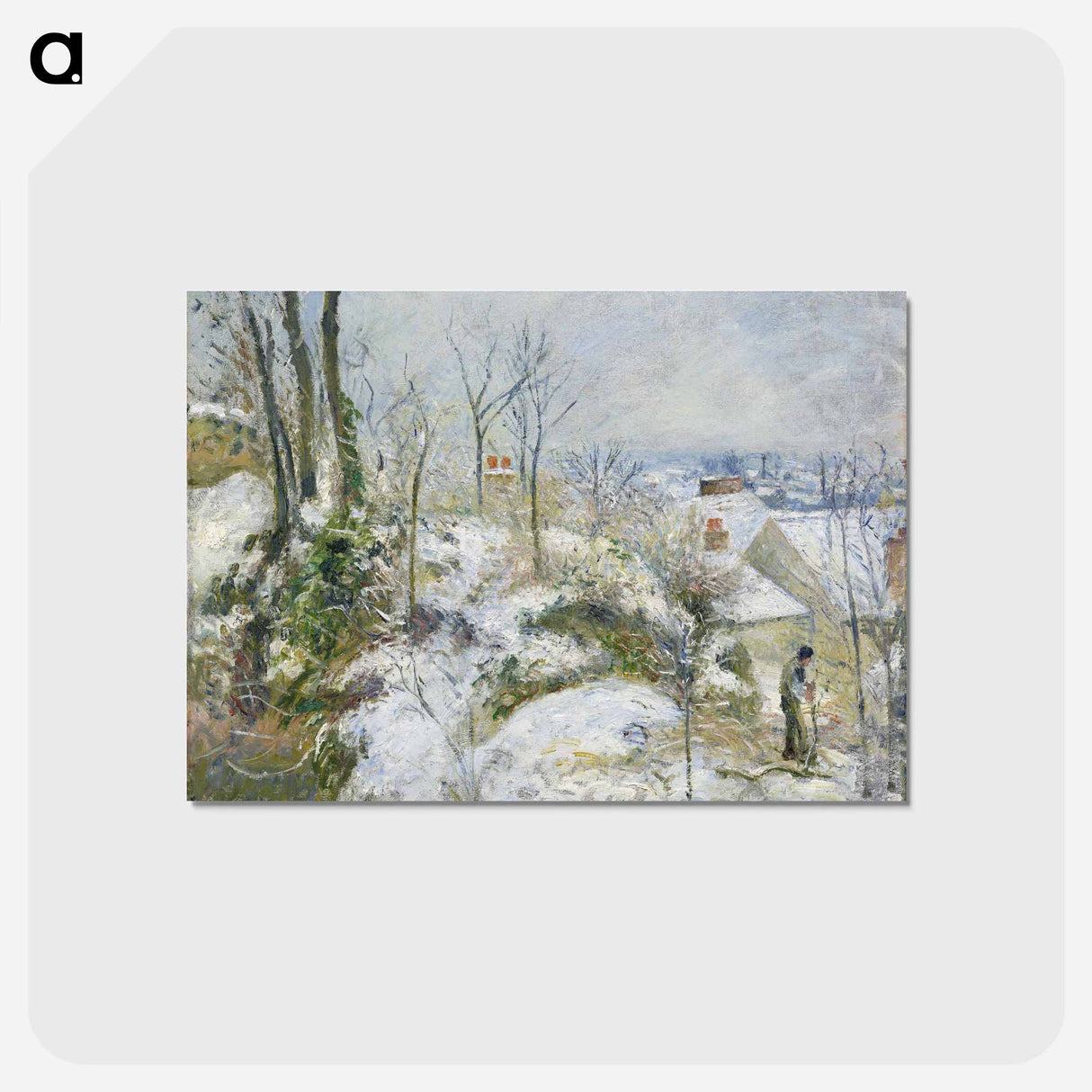 アートポストカード-Rabbit Warren at Pontoise, Snow - カミーユ ピサロ Postcard.