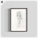 Nude Female Figure with Mirror in Right Hand - エドワード バーン ジョーンズ Poster.