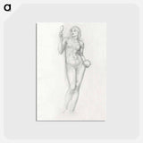 アートポストカード-Nude Female Figure with Mirror in Right Hand - エドワード バーン ジョーンズ Postcard.