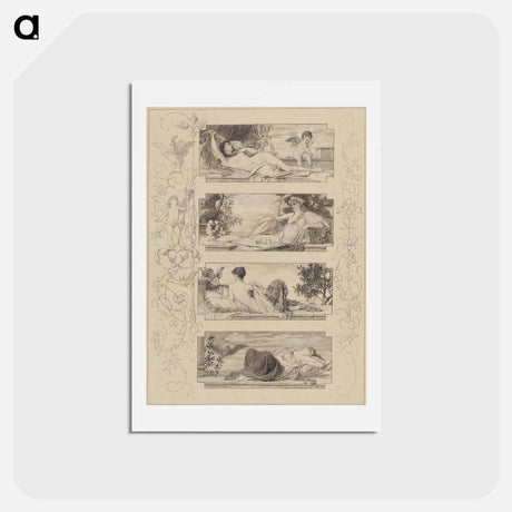 アートポストカード-The 4 Times of the Day - グスタフ クリムト Postcard.