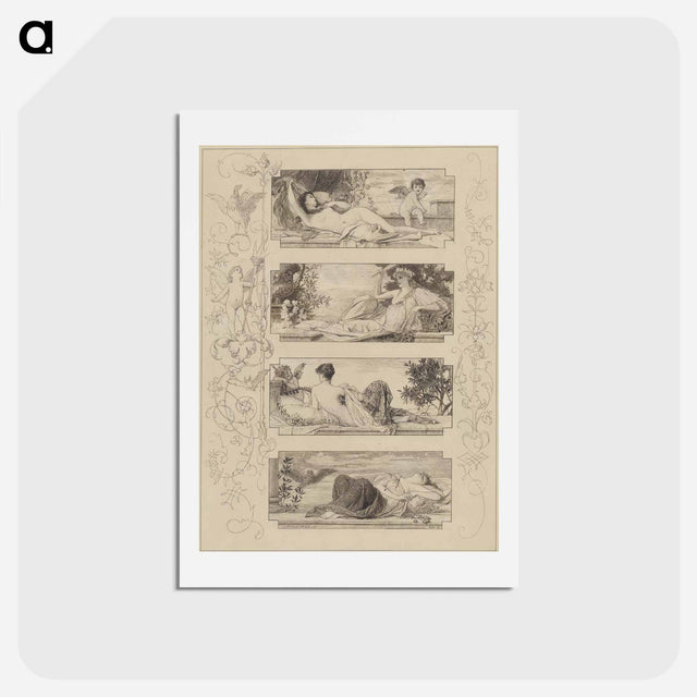 アートポストカード-The 4 Times of the Day - グスタフ クリムト Postcard.
