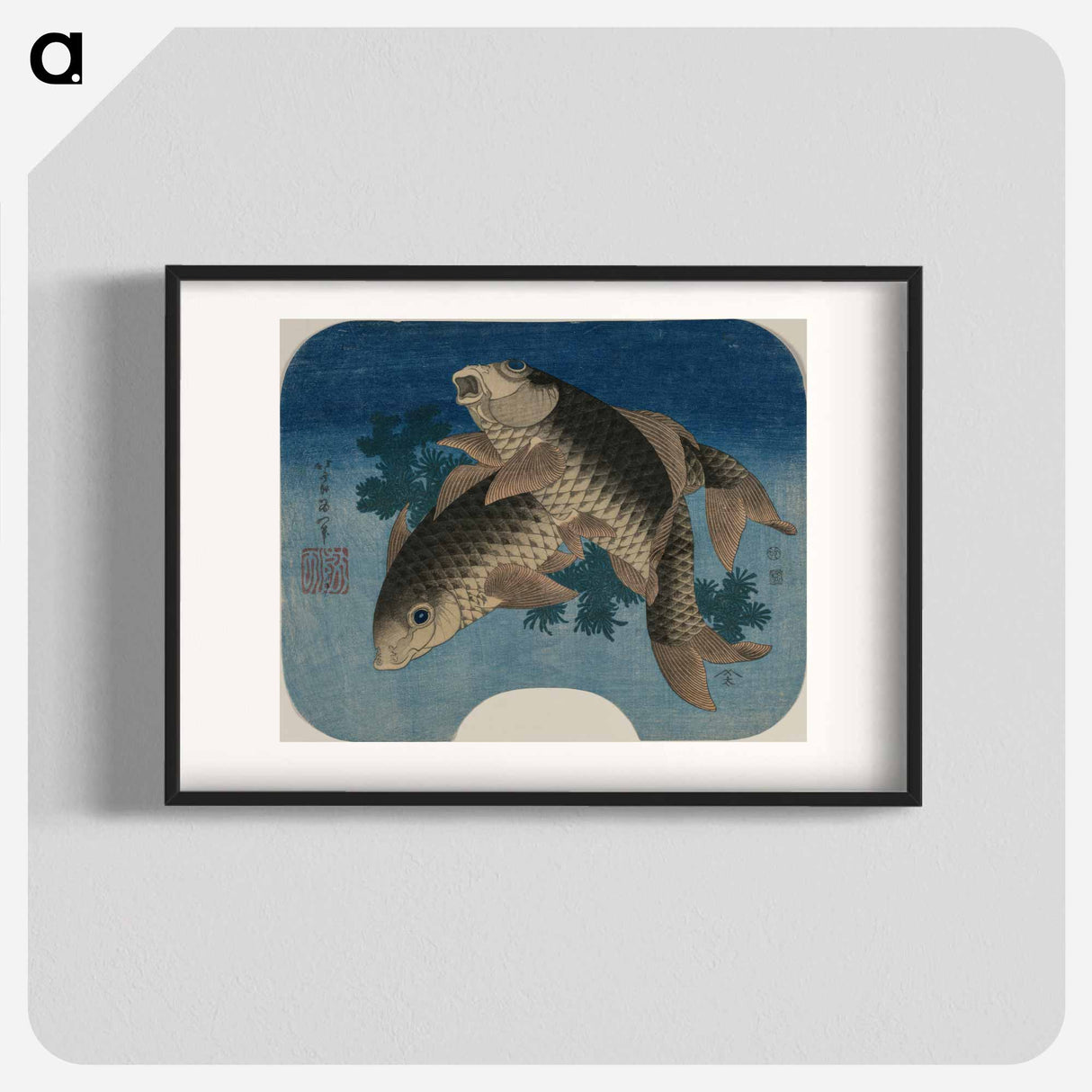 アートポスター-Hokusai's Carp Swimming by Water Weeds - 葛飾 北斎 Poster.