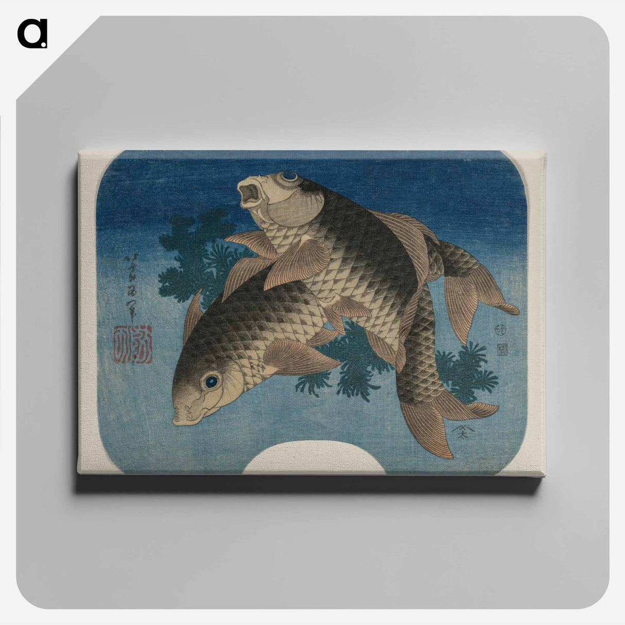 Hokusai's Carp Swimming by Water Weeds - Katsushika Hokusai Canvas.