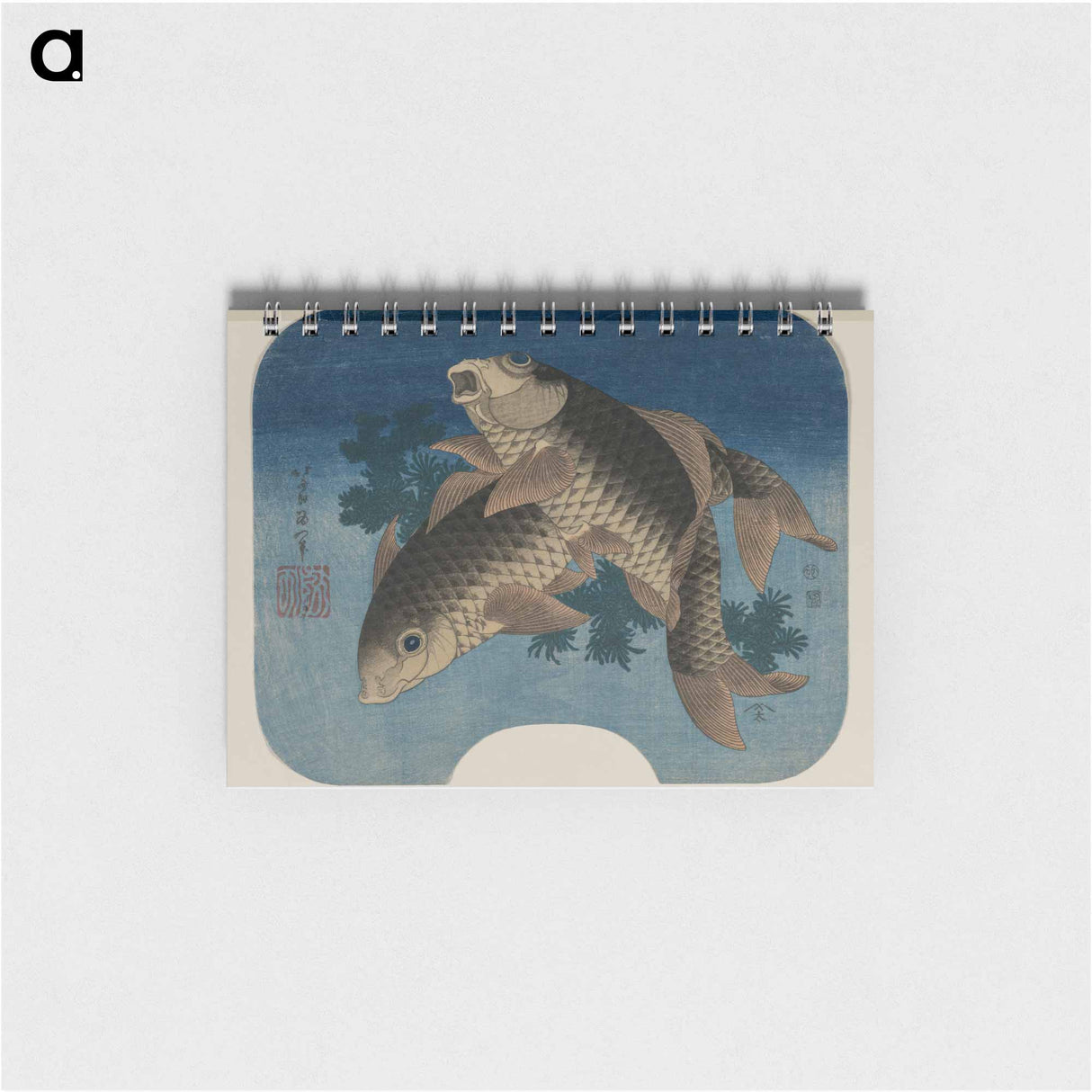 Hokusai's Carp Swimming by Water Weeds - 葛飾 北斎 Memo.