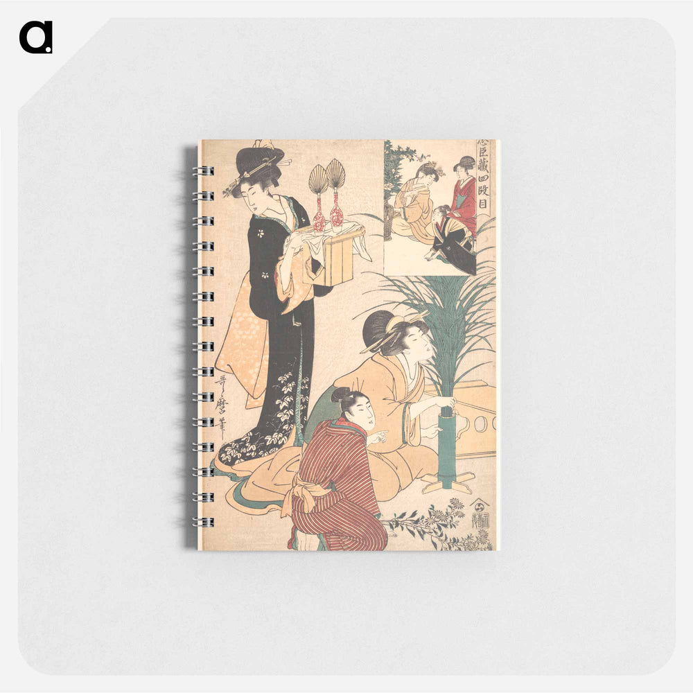 A Woman and a Man Arranging Flowers for the Tsukimi - 喜多川 歌麿 Memo.