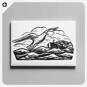 アートパネル-Seagull and steamship at sea - レオ ヘステル Canvas.