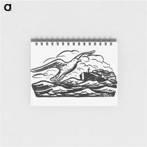 アートメモ帳-Seagull and steamship at sea - レオ ヘステル Memo.