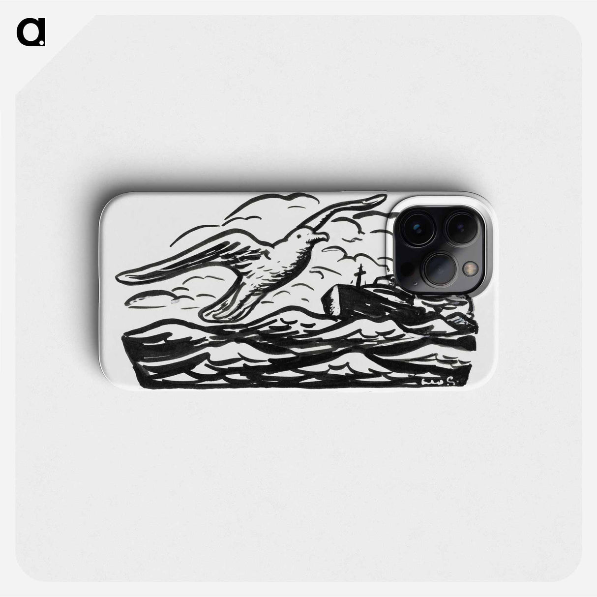 Seagull and steamship at sea - レオ ゲステル Phone Case.