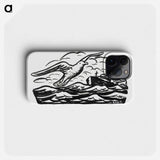 Seagull and steamship at sea - Leo Gerstel Phone Case.