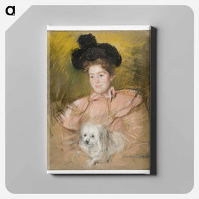 アートパネル-Woman in Raspberry Costume Holding a Dog - メアリー カサット Canvas.