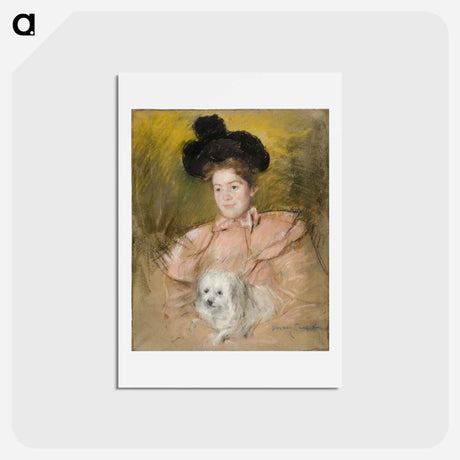 アートポストカード-Woman in Raspberry Costume Holding a Dog - メアリー カサット Postcard.