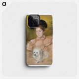 Woman in Raspberry Costume Holding a Dog - メアリー カサット Phone Case.