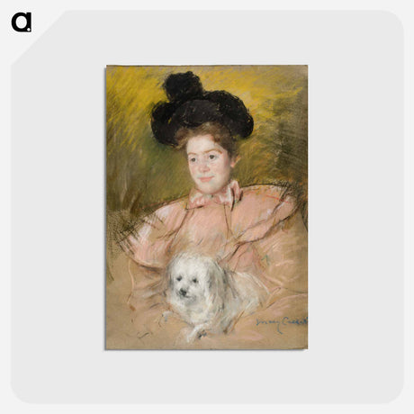 アートポストカード-Woman in Raspberry Costume Holding a Dog - メアリー カサット Postcard.