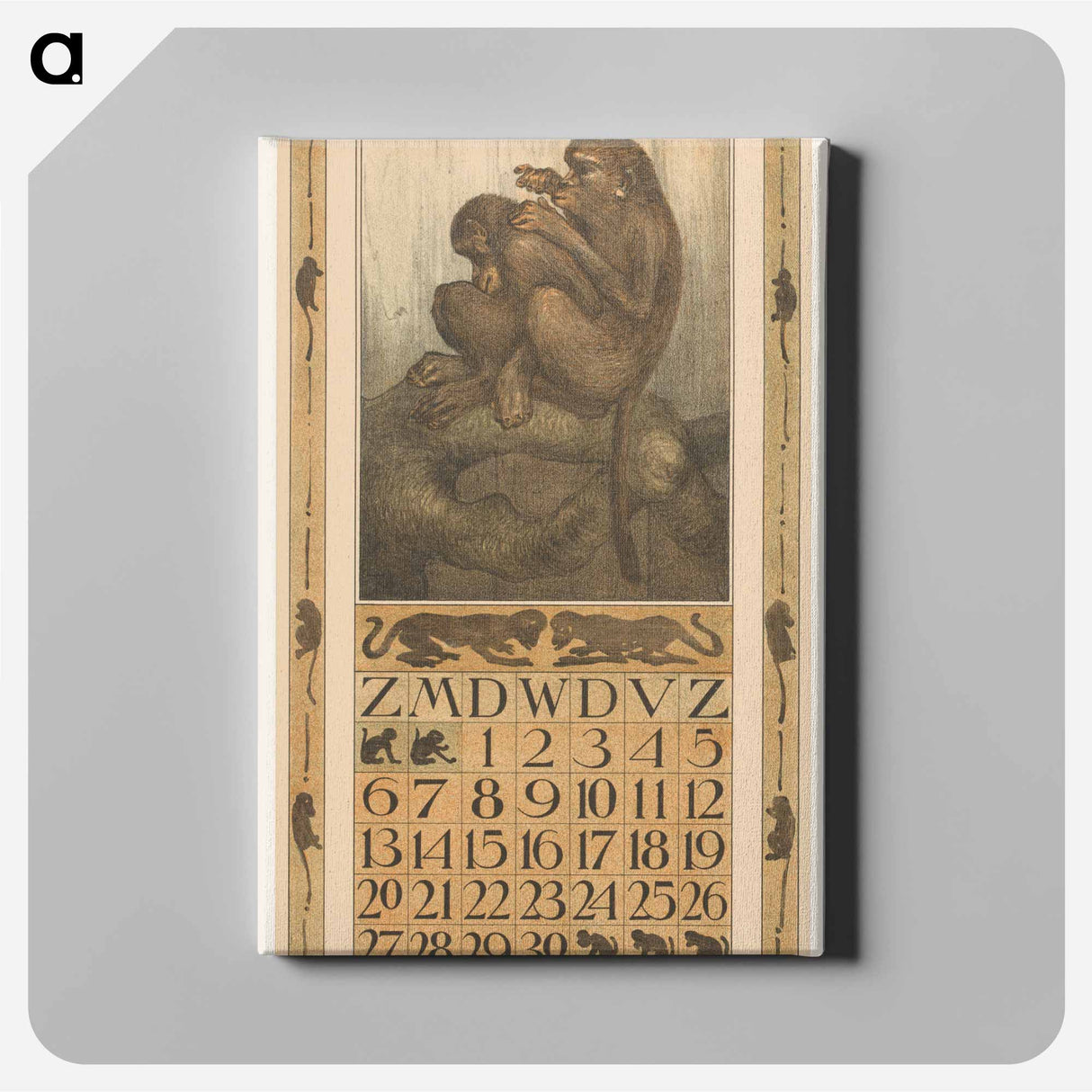 Kalenderblad november met vlooiende apen - テオ ヴァン ホイテマ Canvas.