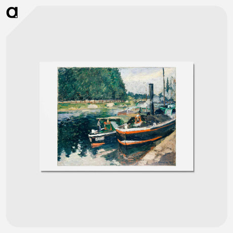 アートポストカード-Barges at Pontoise - カミーユ ピサロ Postcard.