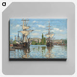 Ships Riding on the Seine at Rouen - クロード モネ Canvas.