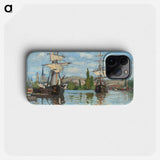 Ships Riding on the Seine at Rouen - クロード モネ Phone Case.