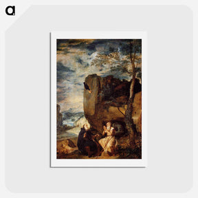 アートポストカード-St. Anthony the Abbot and St. Paul the First Hermit - ディエゴ ベラスケス Postcard.