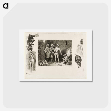 アートポストカード-イエロー - ウジェーヌ ドラクロワ Postcard.