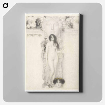 Two Studies of a Seated Nude with Long Hair - グスタフ クリムト Canvas.