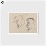 アートポストカード-Two Studies of a Seated Nude with Long Hair - グスタフ クリムト Postcard.
