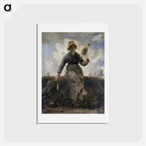 アートポストカード-The Spinner, Goatherd of the Auvergne - ジャン フランソワ ミレー Postcard.