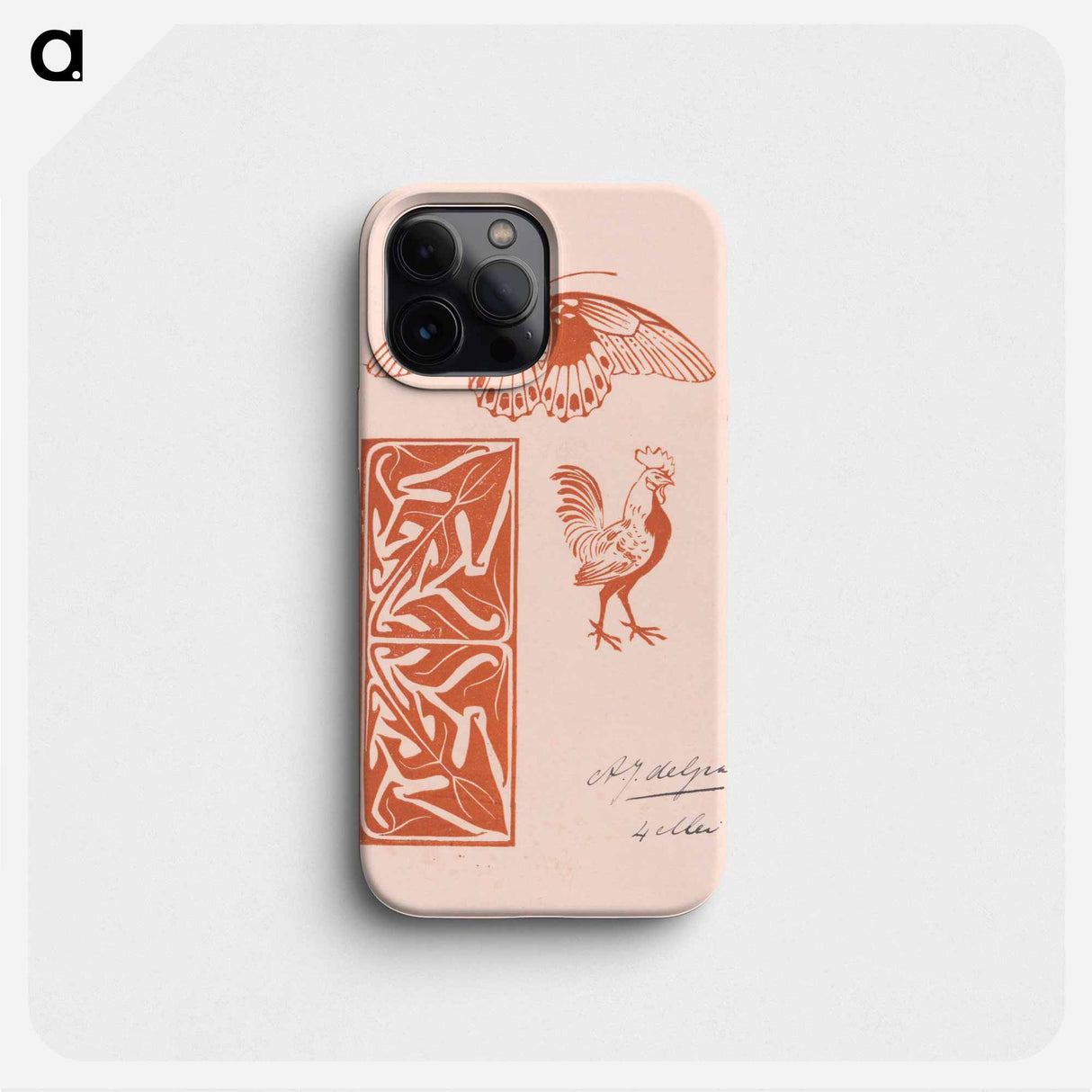 Butterfly, rooster and leaf ornament - Julie de Graag Phone Case.