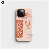 Butterfly, rooster and leaf ornament - Julie de Graag Phone Case.