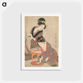 アートポストカード-Women Preparing Sashimi - 喜多川 歌麿 Postcard.