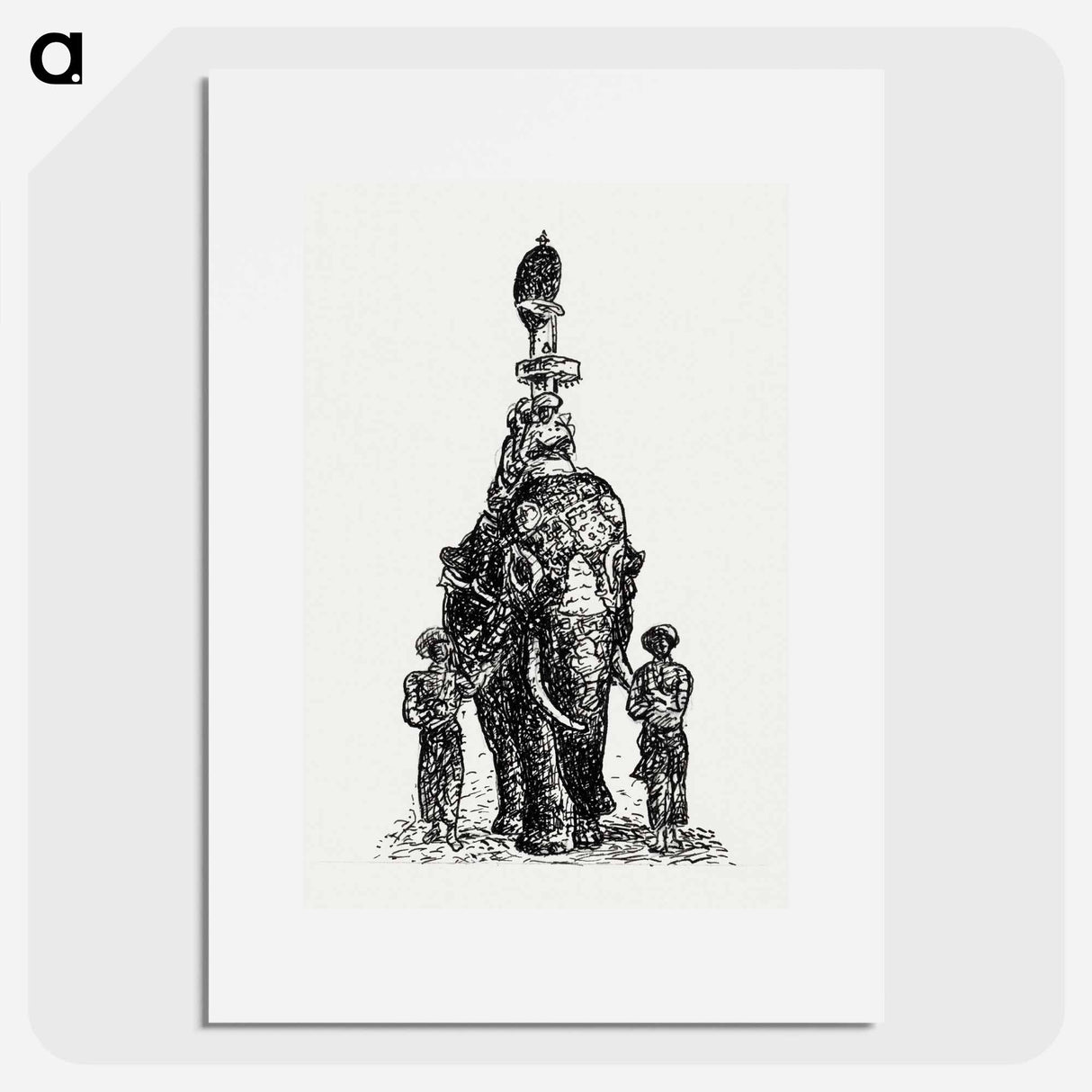 Indian elephant ridden by figures with two escorts - Leo Gerstel Poster.