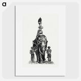 Indian elephant ridden by figures with two escorts - Leo Gerstel Poster.