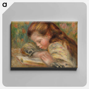 アートパネル-Child Reading - ピエール オーギュスト ルノワール Canvas.