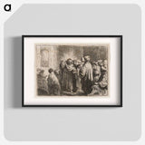 Rembrandt van Rijn's man at center with his PR hand up and a lighter coloring around his head - Rembrandt van Rijn Poster.
