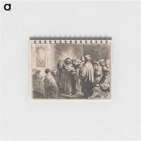 アートメモ帳-Rembrandt van Rijn's man at center with his PR hand up and a lighter coloring around his head - レンブラント ファン レイン Memo.