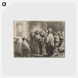 アートポストカード-Rembrandt van Rijn's man at center with his PR hand up and a lighter coloring around his head - レンブラント ファン レイン Postcard.
