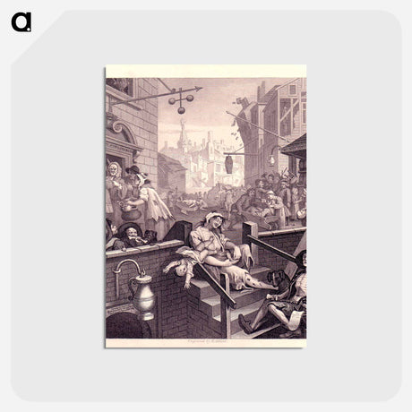 アートポストカード-Gin Lane - ウィリアム ホガース Postcard.
