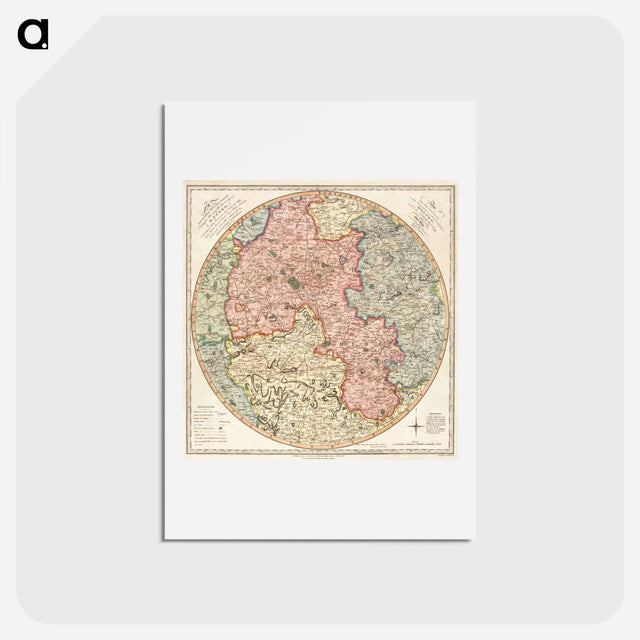アートポストカード-A new and accurate map of the country for twenty five miles round the University of Oxford - アンティーク地図 Postcard.