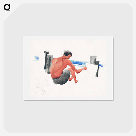 アートポストカード-The Artist on the Beach Sketching - チャールズ デムス Postcard.