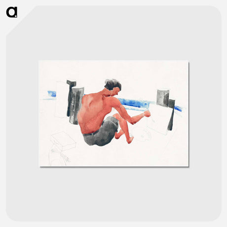 アートポストカード-The Artist on the Beach Sketching - チャールズ デムス Postcard.