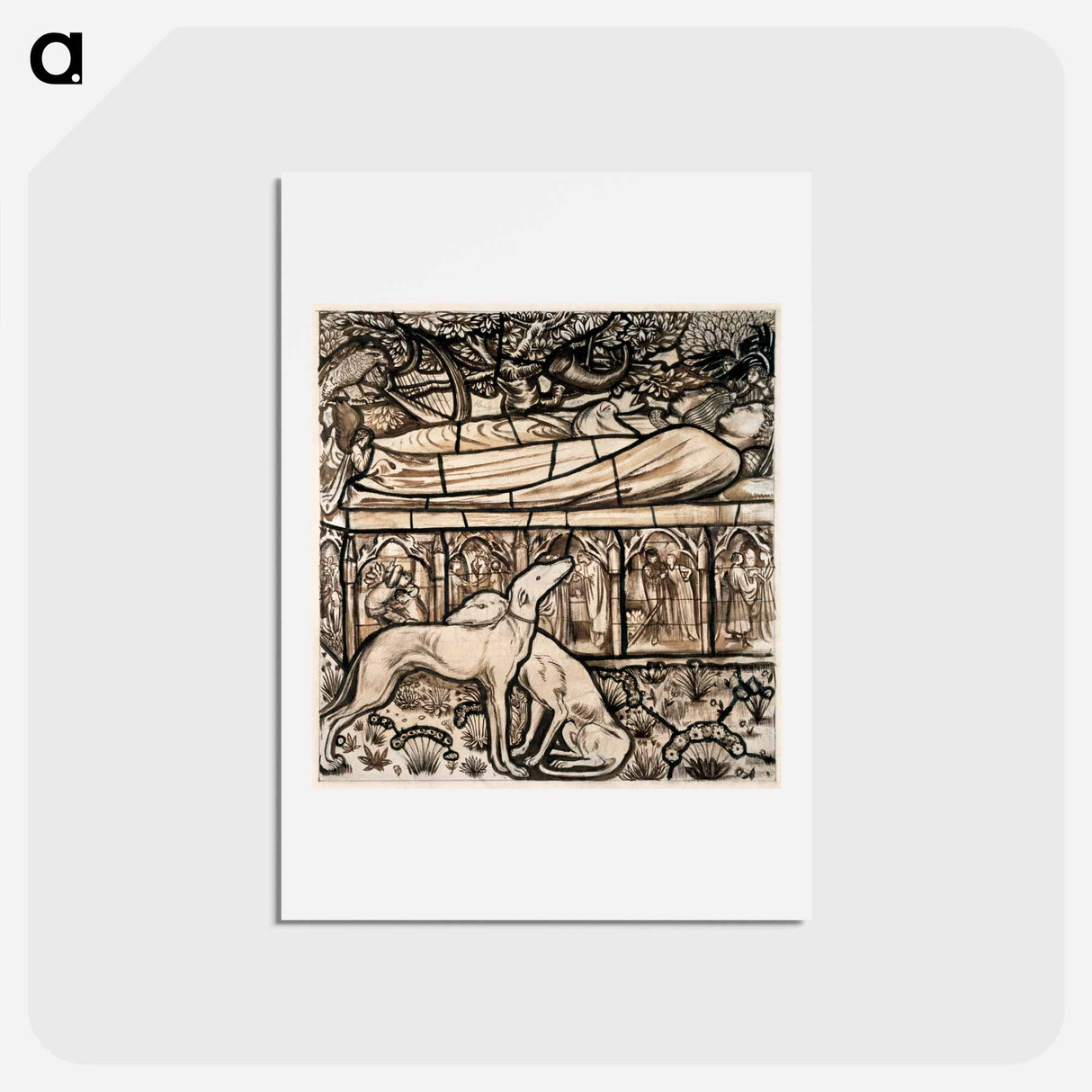 アートポストカード-The Tomb of Tristram and Iseult - エドワード バーン ジョーンズ Postcard.