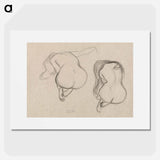 Two Studies of a Seated Nude with Long Hair - Gustav Klimt Poster.