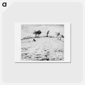 アートポストカード-Landscape Hillside in Gruchy - ジャン フランソワ ミレー Postcard.