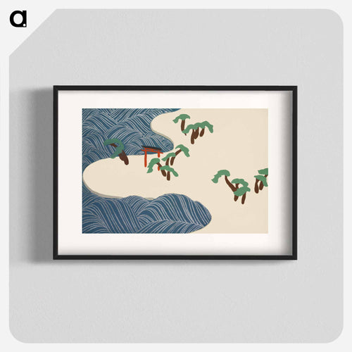 Ocean waves from Momoyogusa–Flowers of a Hundred Generations by Kamisaka Sekka - 神坂 雪佳 Poster.