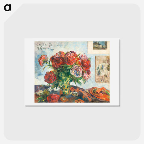 アートポストカード-Still Life with Peonies - ポール ゴーギャン Postcard.