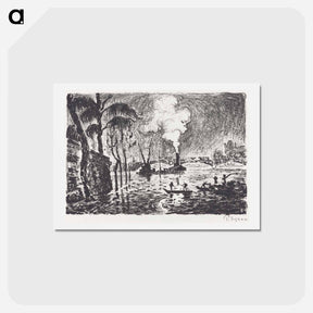 アートポストカード-The Flooded Seine - ポール シニャック Postcard.