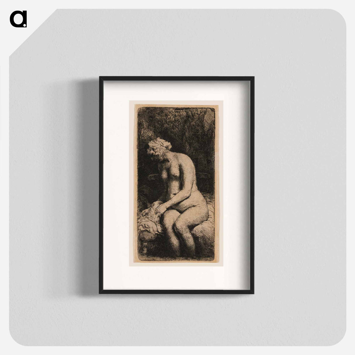 Seated Nude Heavy-Set Woman - Rembrandt van Rijn Poster.
