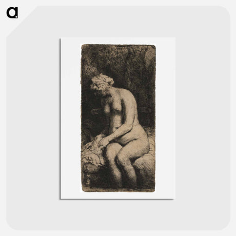 アートポストカード-Seated Nude Heavy-Set Woman - レンブラント ファン レイン Postcard.